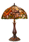 Large 16" Oriental Lily  Style Stained Glass Leadlight Tiffany  Table Lamp