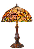 Large 16" Oriental Lily  Style Stained Glass Leadlight Tiffany  Table Lamp