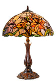 Large 16" Oriental Lily  Style Stained Glass Leadlight Tiffany  Table Lamp