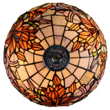 Large 16" Oriental Lily  Style Stained Glass Leadlight Tiffany  Table Lamp