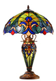Limited Edition 16" Large Amor Multicolor Victorian-Style Double-Light Tiffany Table Lamp