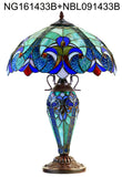 Limited Edition 16" Large Amor Multicolor Victorian-Style Double-Light Tiffany Table Lamp