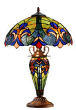 Limited Edition 16" Large Amor Multicolor Victorian-Style Double-Light Tiffany Table Lamp
