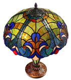 Limited Edition 16" Large Amor Multicolor Victorian-Style Double-Light Tiffany Table Lamp