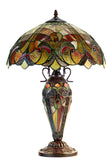 Limited Edition 16" Large Amor Red Victorian-Style Double-Light Tiffany Table Lamp.