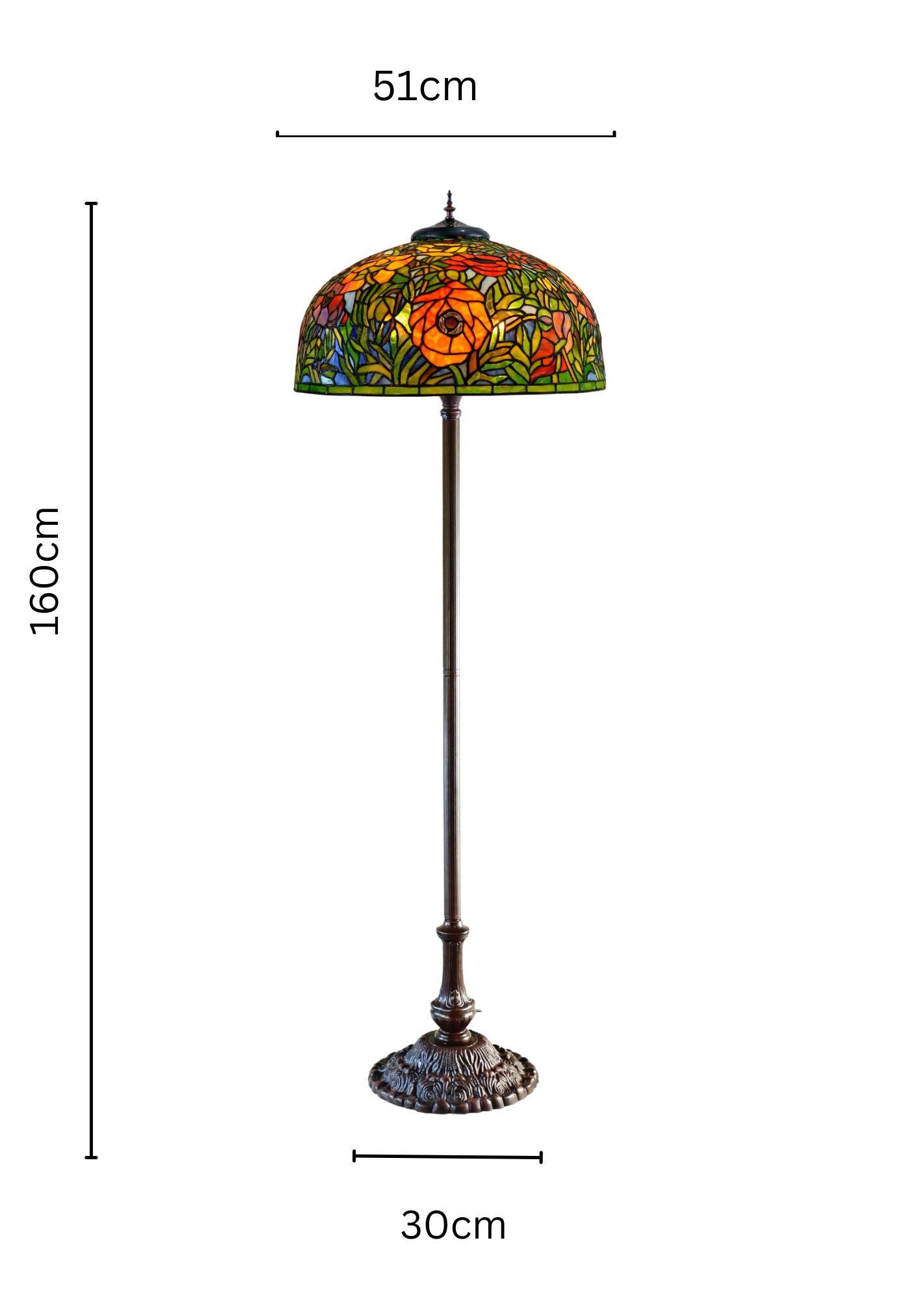 Limited Edition Grand 20" The Iconic Oriental Poppy Stained Glass Floor Lamp