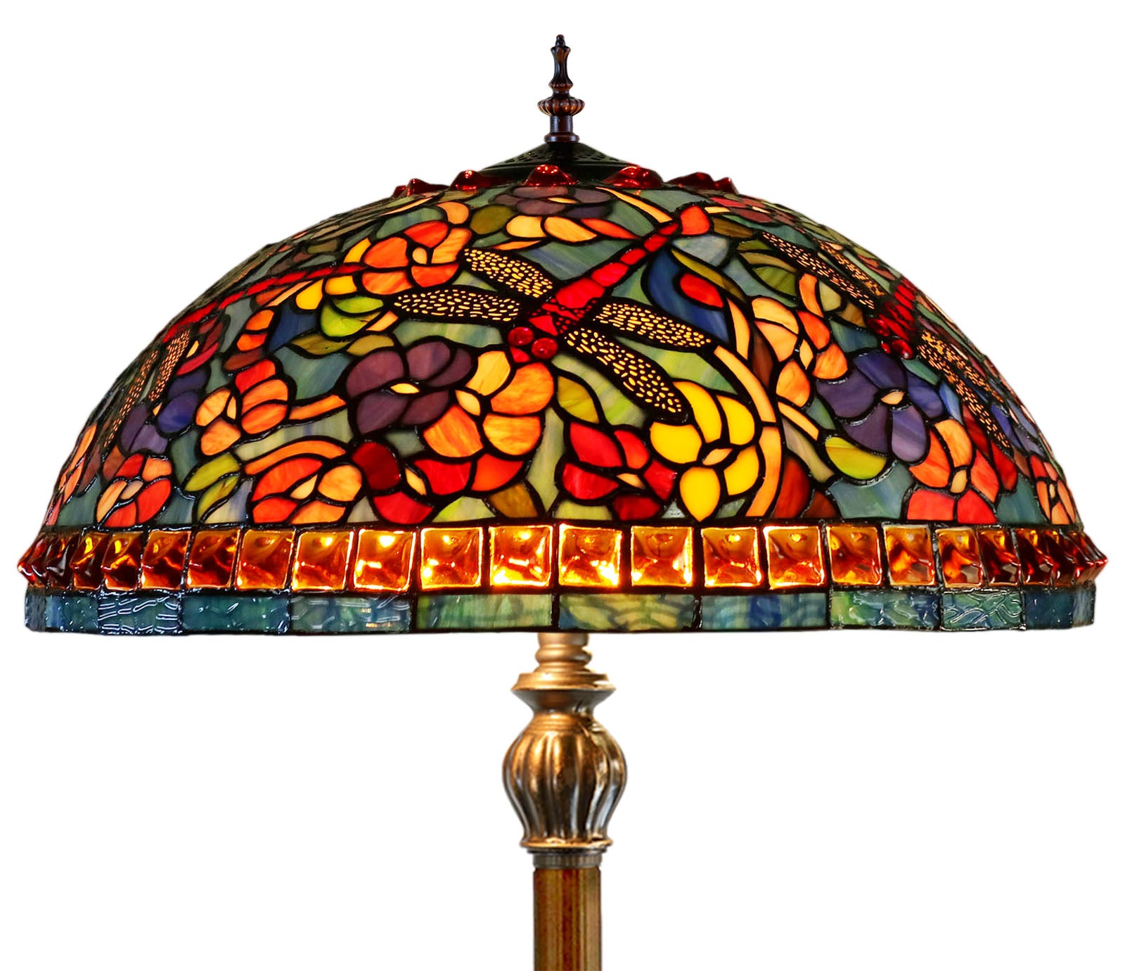 Limited Edition Grand 20"  Autumn Dragonfly Tiffany Floor Lamp