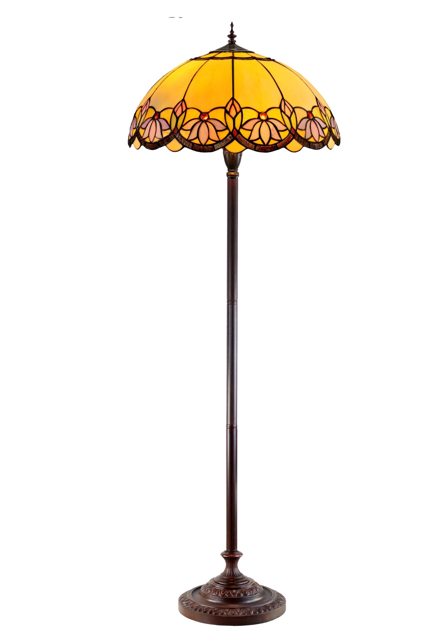 Large 20" Blue Daisy Floral Tiffany Floor Lamp