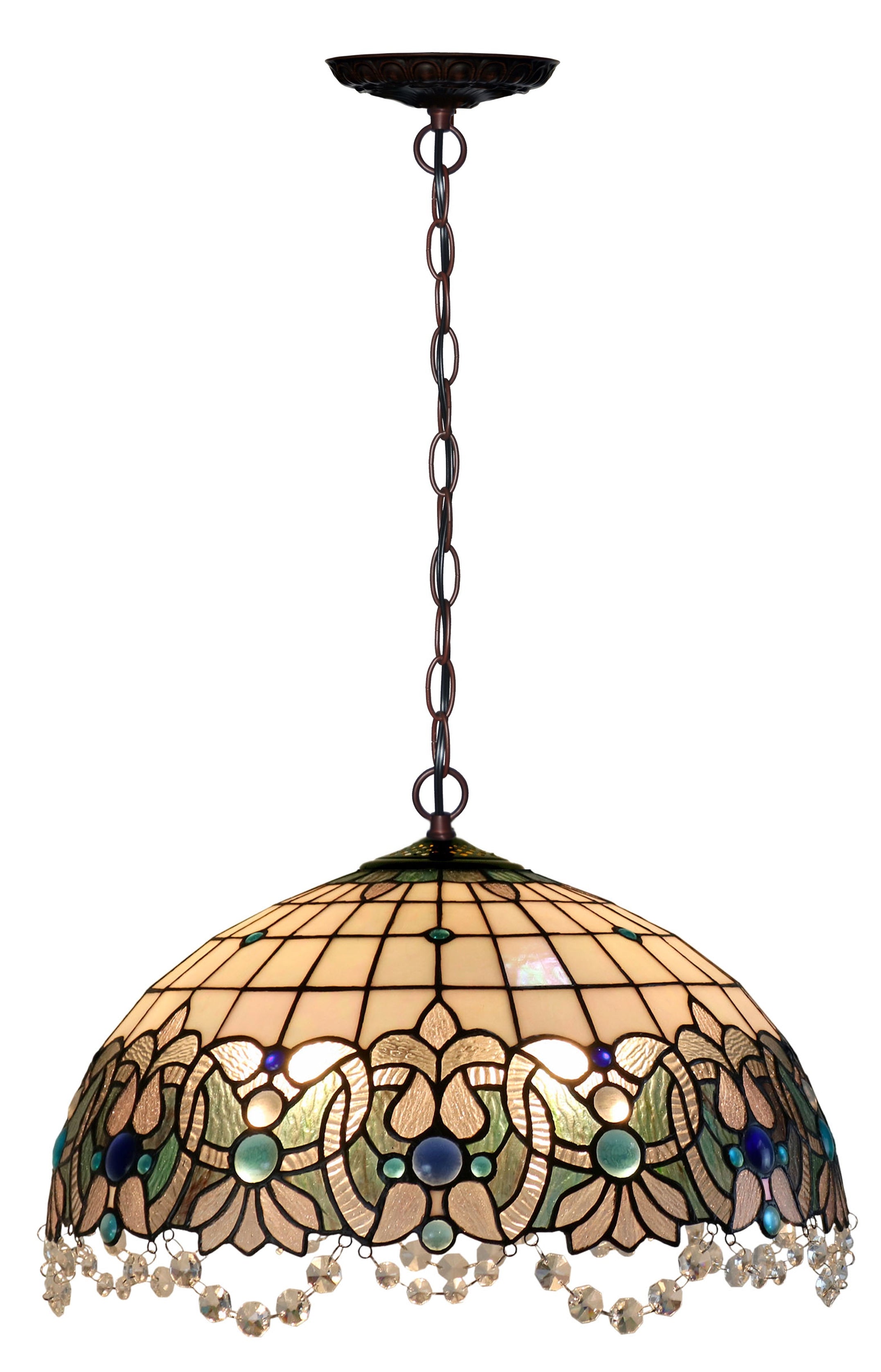 Huge 20" Ocean Blue Art Nouveau Leadlight Tiffany  Pendant Light