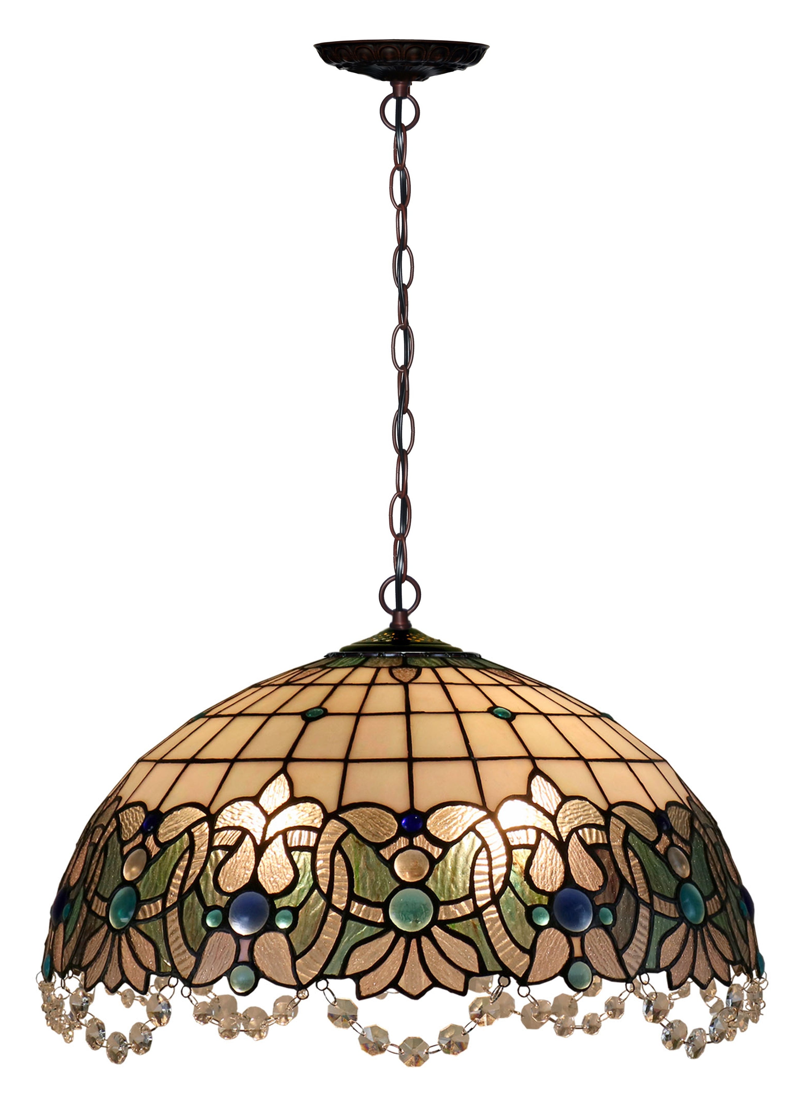 Huge 20" Ocean Blue Art Nouveau Leadlight Tiffany  Pendant Light
