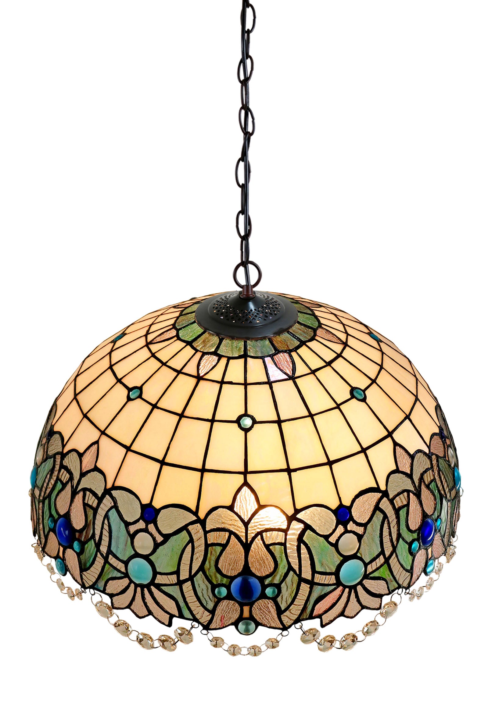 Huge 20" Ocean Blue Art Nouveau Leadlight Tiffany  Pendant Light