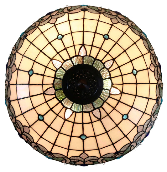 Huge 20" Ocean Blue Art Nouveau Lady Lamp – Handcrafted Stained Glass with Crystal Fringe