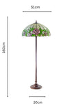 Large 20" Classical Antique Rose Stained Glass Floor Lamp