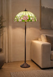 Large 20" Classical Antique Rose Stained Glass Floor Lamp