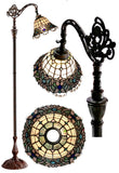 Art Nouveau Leadlight Stained Glass Bridge Arm Tiffany  Floor Lamp *Ocean Blue