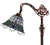 Art Nouveau Leadlight Stained Glass Bridge Arm Tiffany  Floor Lamp *Ocean Blue