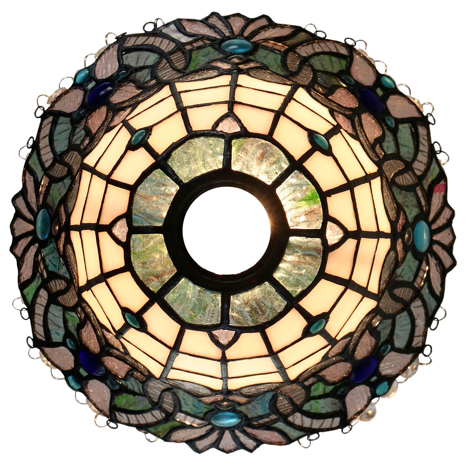 Art Nouveau Leadlight Stained Glass Bridge Arm Tiffany  Floor Lamp *Ocean Blue