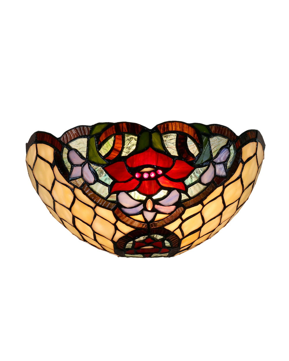 12" Flower Poppy Tiffany Style Stained Glass Wall Sconces