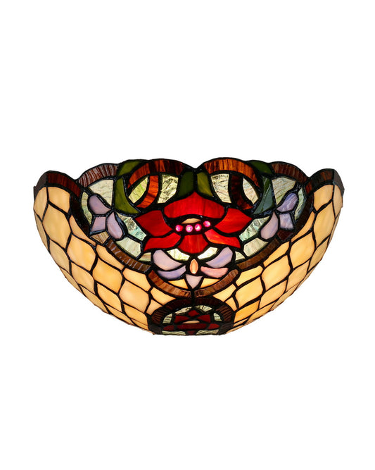 12" Flower Poppy Tiffany Style Stained Glass Wall Sconces