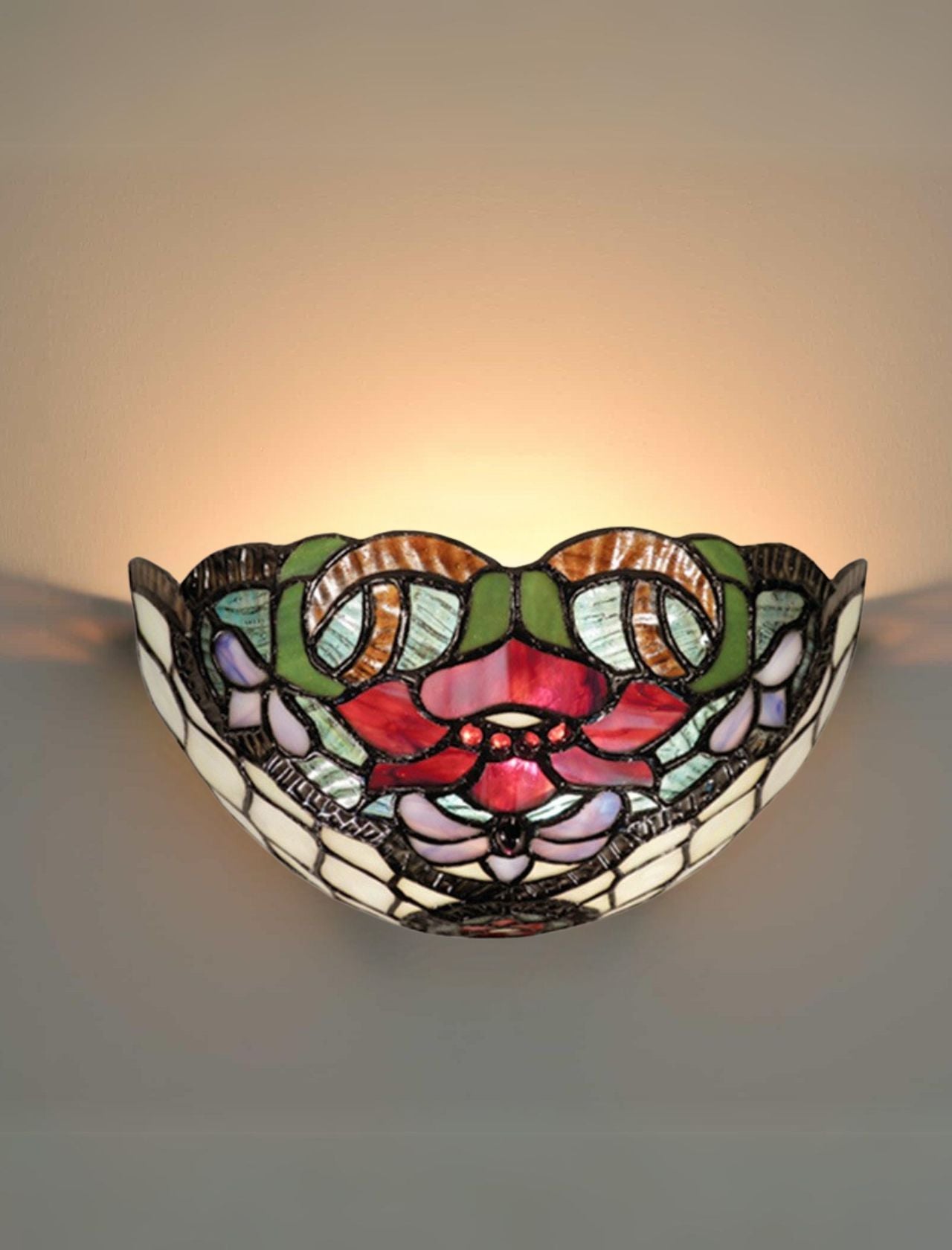 12" Flower Poppy Tiffany Style Stained Glass Wall Sconces