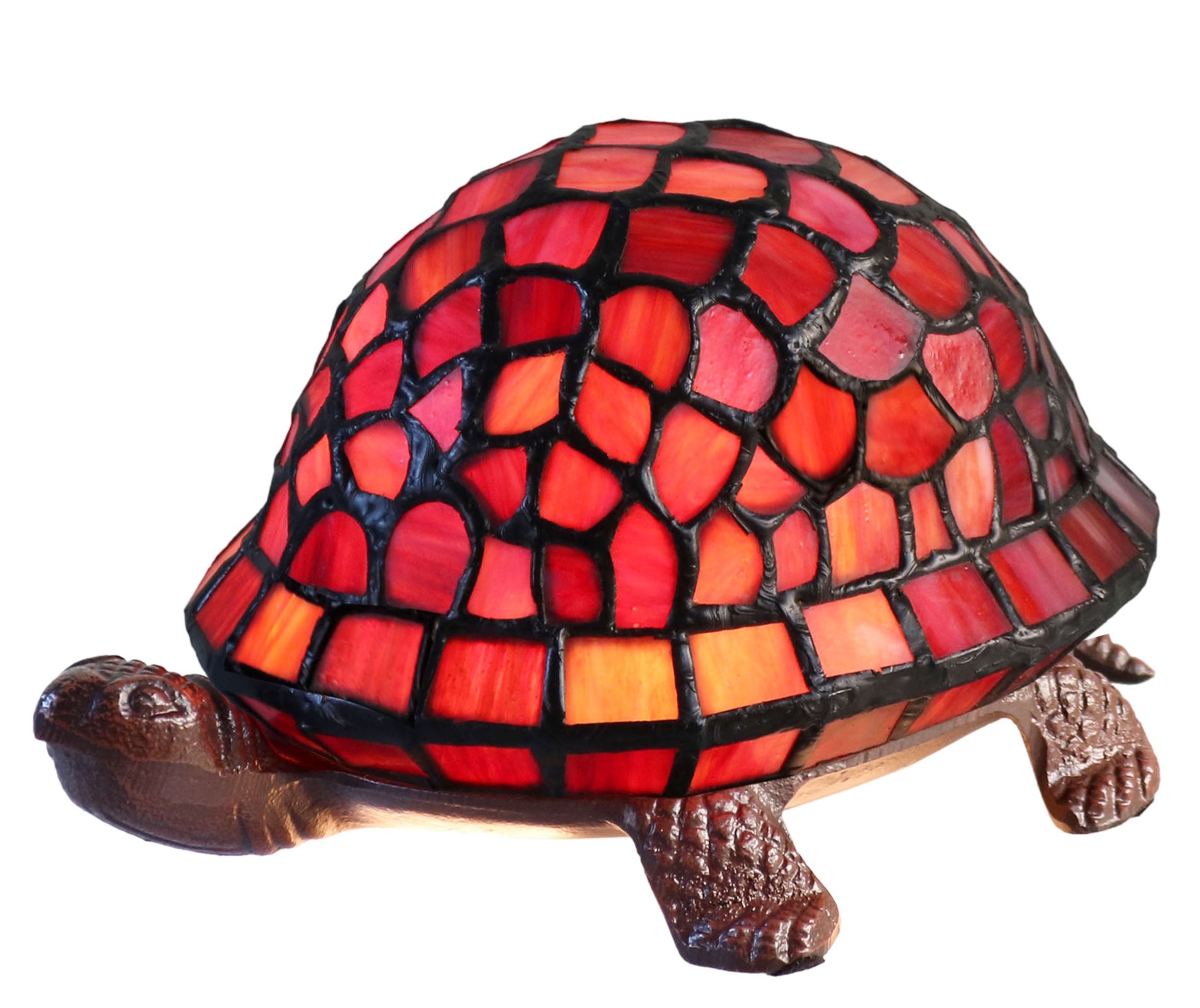 Cute Red Turtle Tiffany Leadlight Art Deco Stained Glass Accent Lamp