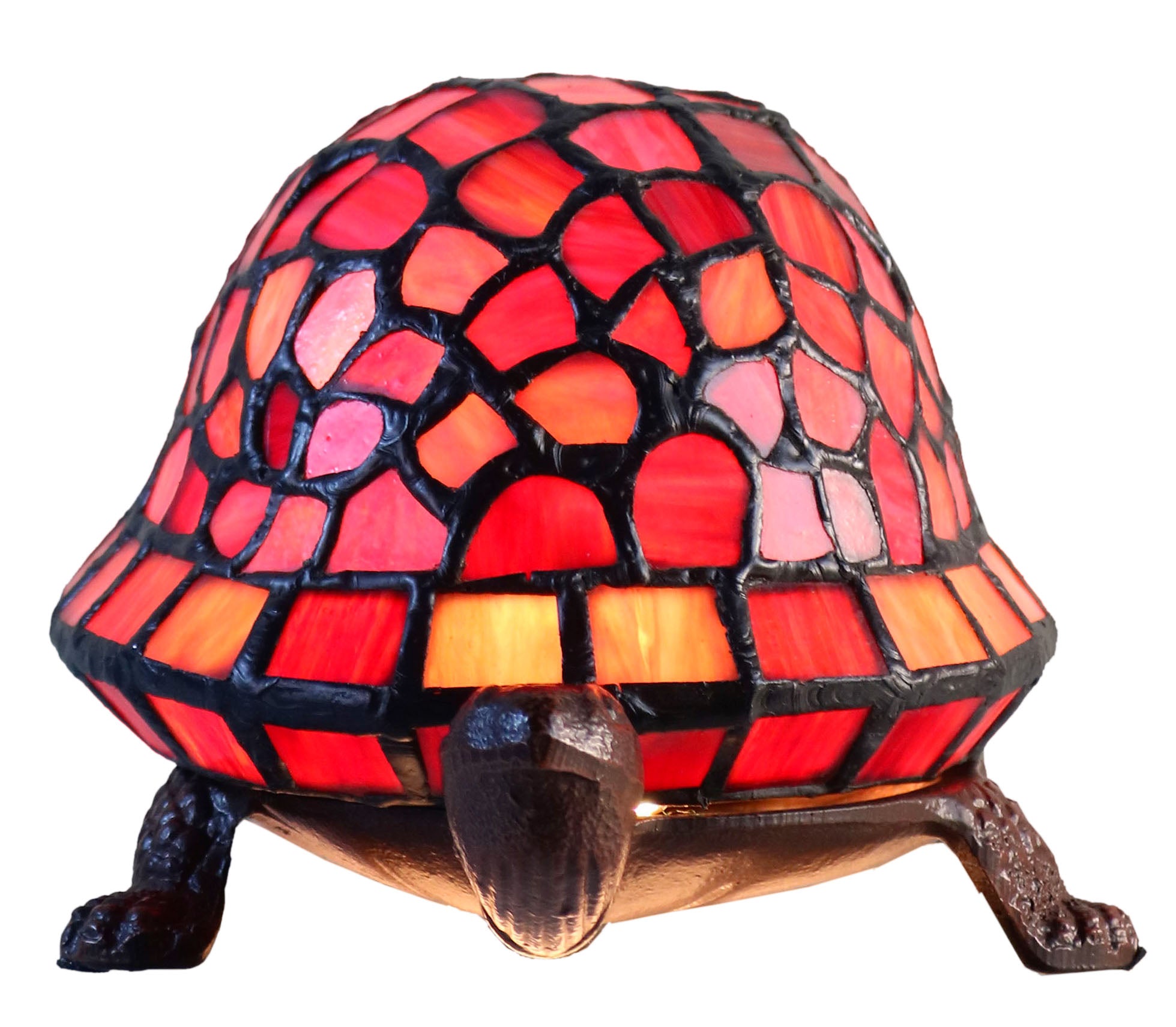 Cute Red Turtle Tiffany Leadlight Art Deco Stained Glass Accent Lamp