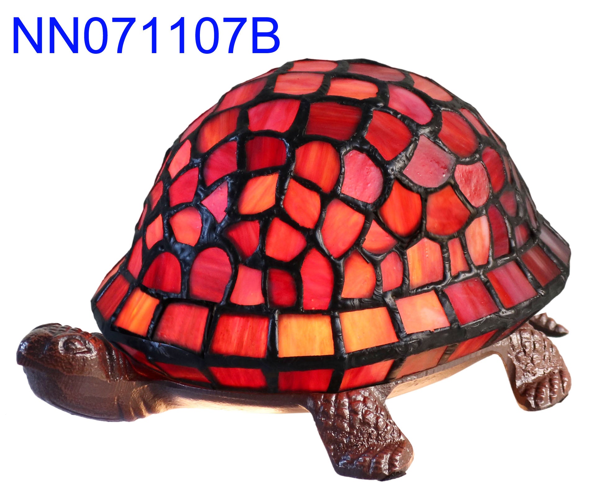 Cute Red Turtle Tiffany Leadlight Art Deco Stained Glass Accent Lamp