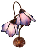 Double Lamp shade Flower  Water Lily Style Tiffany Table Lamp*Blue-Purple