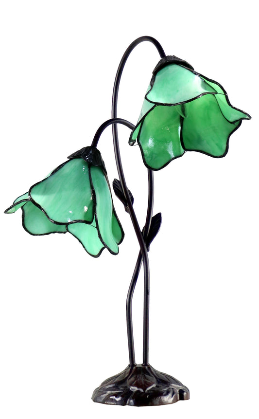 Double Lamp shade Flower  Water Lily Style Tiffany Table Lamp*Green
