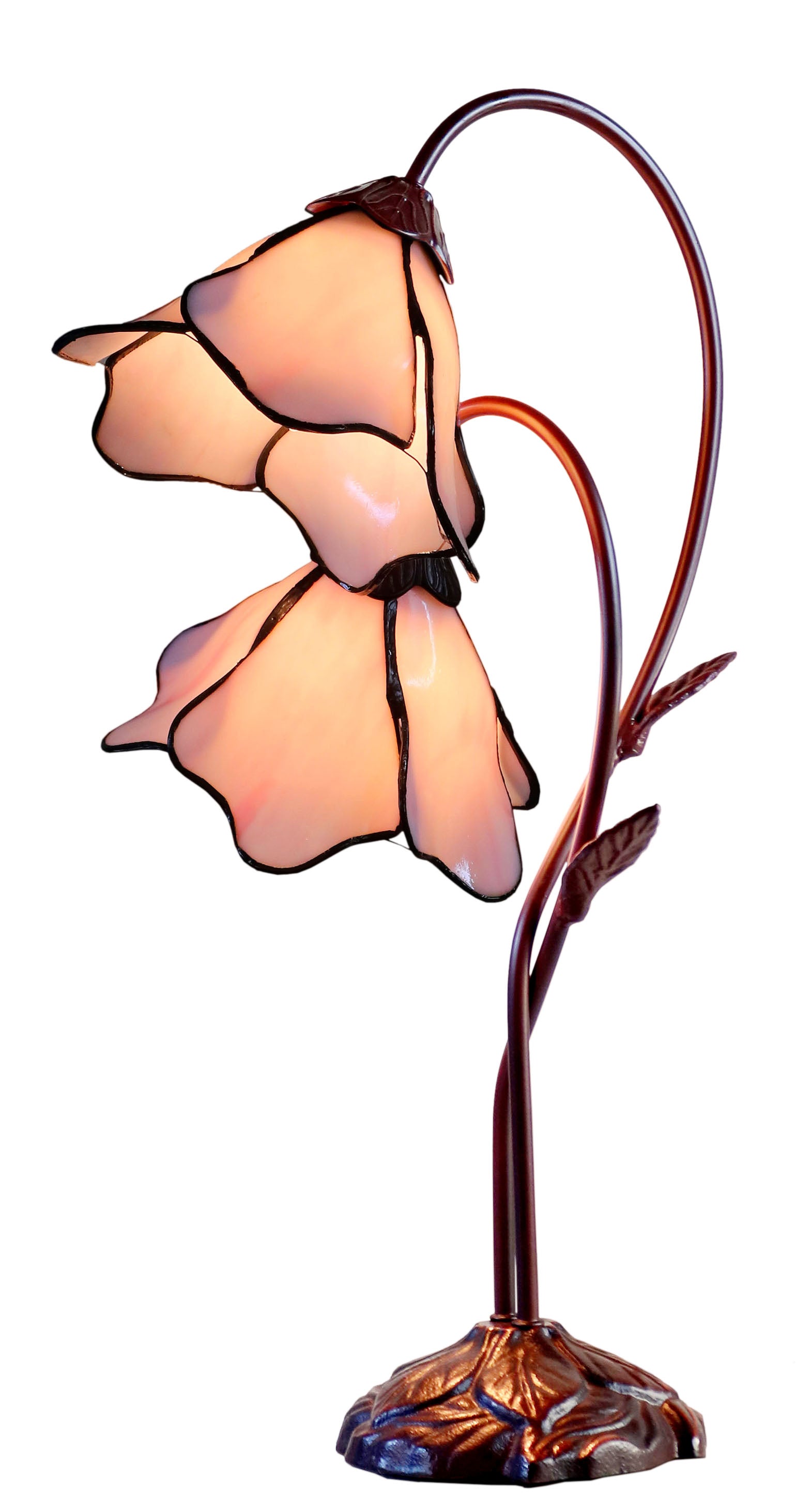 Double Lamp shade Flower Pink Water Lily Style Tiffany Table Lamp