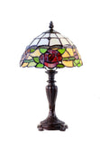 10“ Red Rose Tiffany Style Table Lamp – Handcrafted Stained Glass
