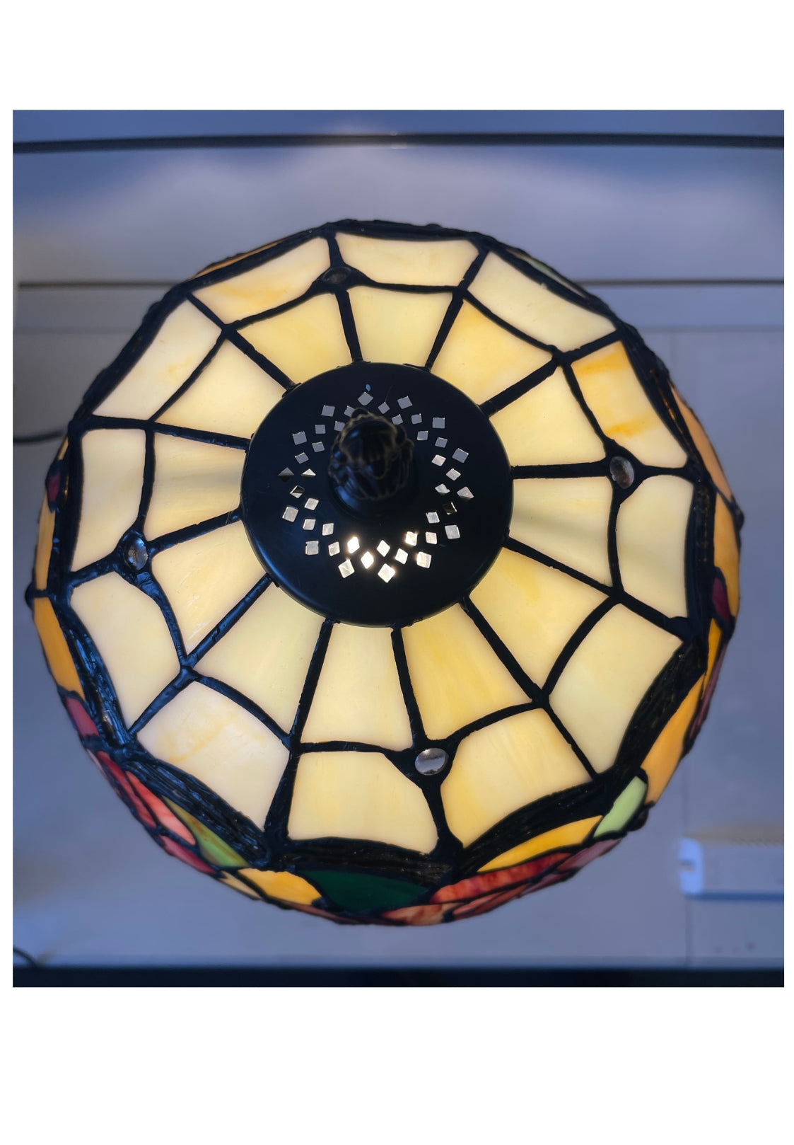 10“ Red Rose Tiffany Style Table Lamp – Handcrafted Stained Glass