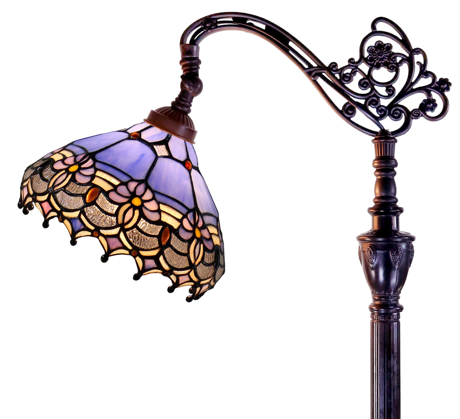 Waratah Style Leadlight Stained Glass Bridge Arm Tiffany  Floor Lamp