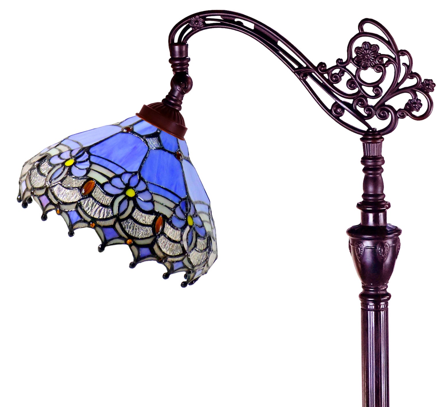 Waratah Style Leadlight Stained Glass Bridge Arm Tiffany  Floor Lamp