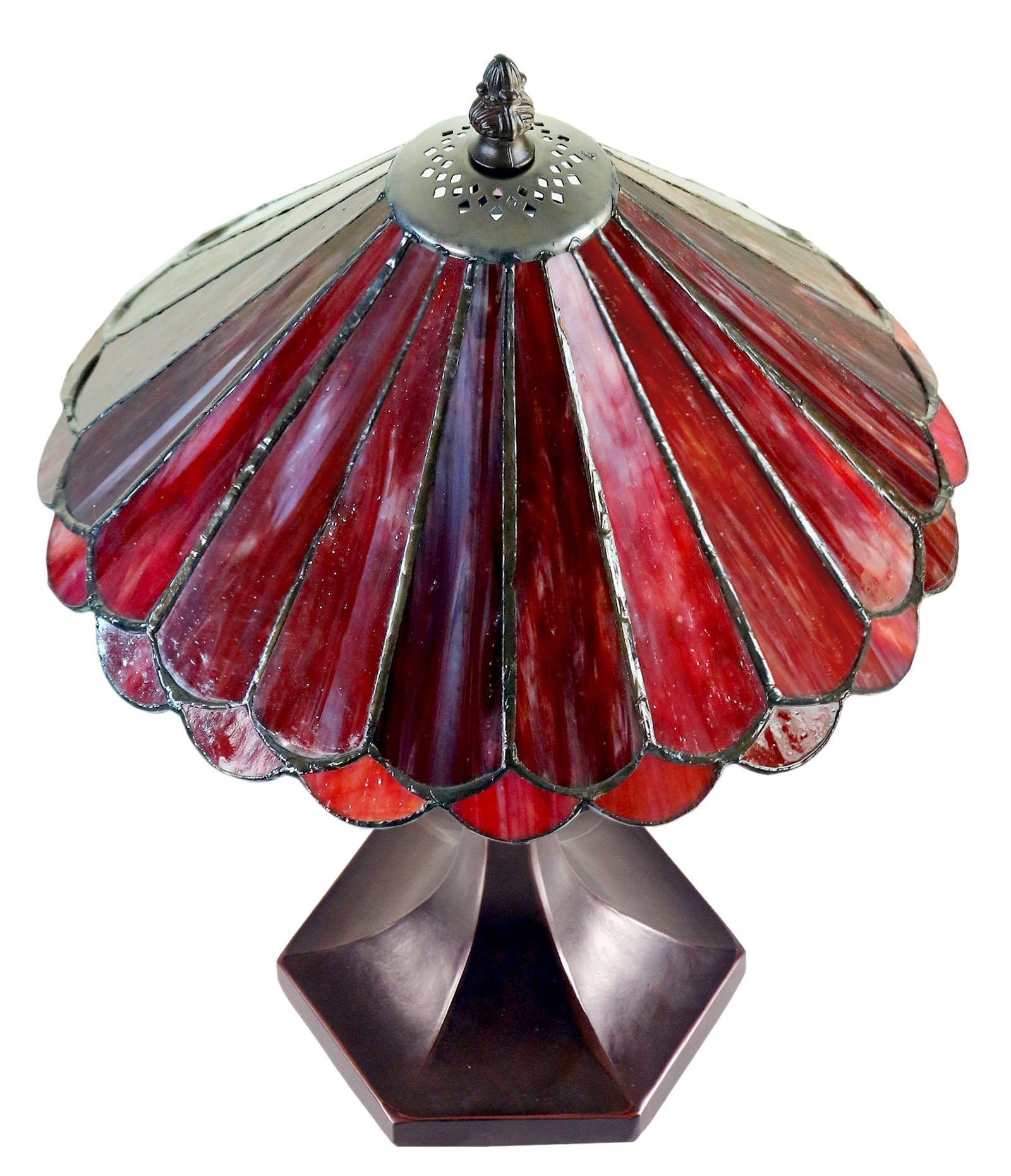 11"  Geometric Tiffany Style Stained Glass Table Lamp*Red