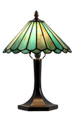 Handcrafted Tiffany Style Table Lamp – Unique Aqua Green Stained Glass Shade with Antique Bronze Base