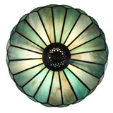 Handcrafted Tiffany Style Table Lamp – Unique Aqua Green Stained Glass Shade with Antique Bronze Base