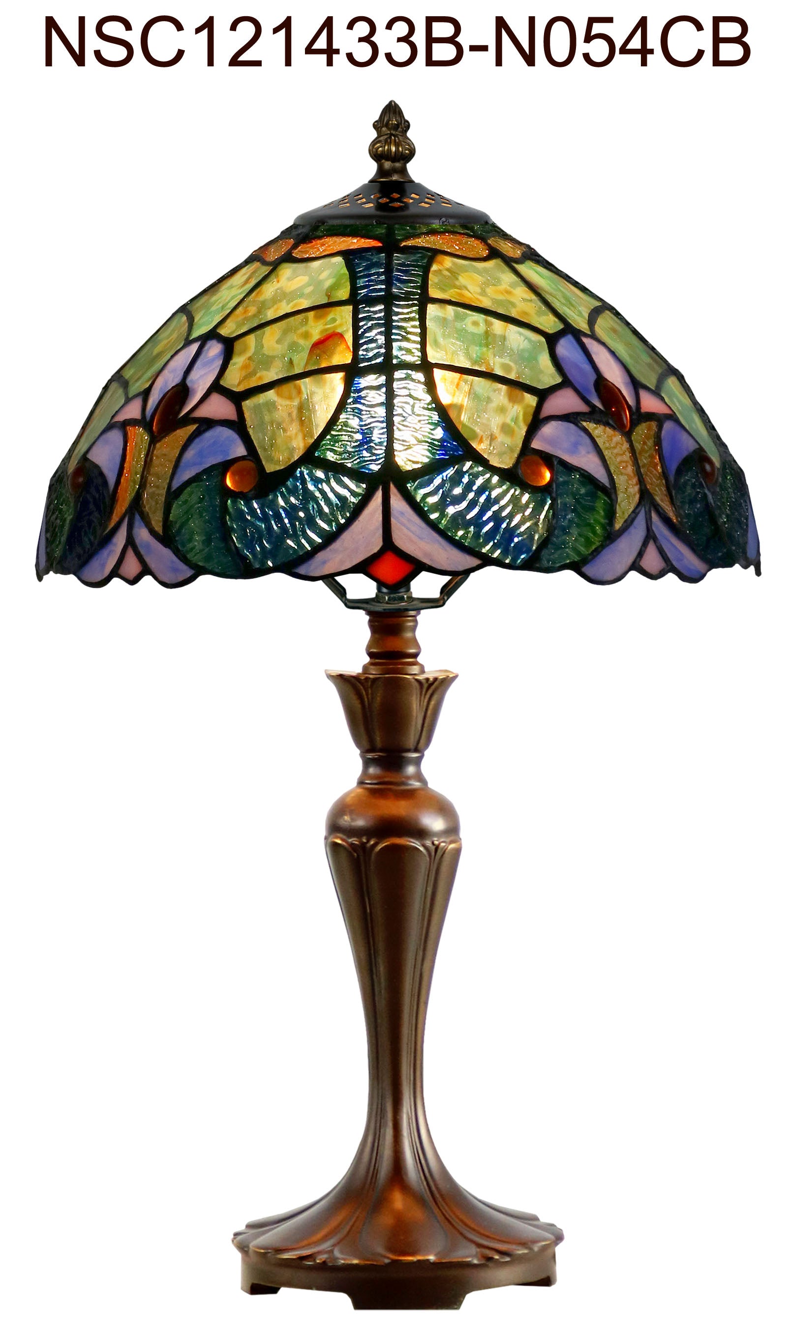 Flowing Color Collection@12" Amor Blue Tiffany Bedside Lamp