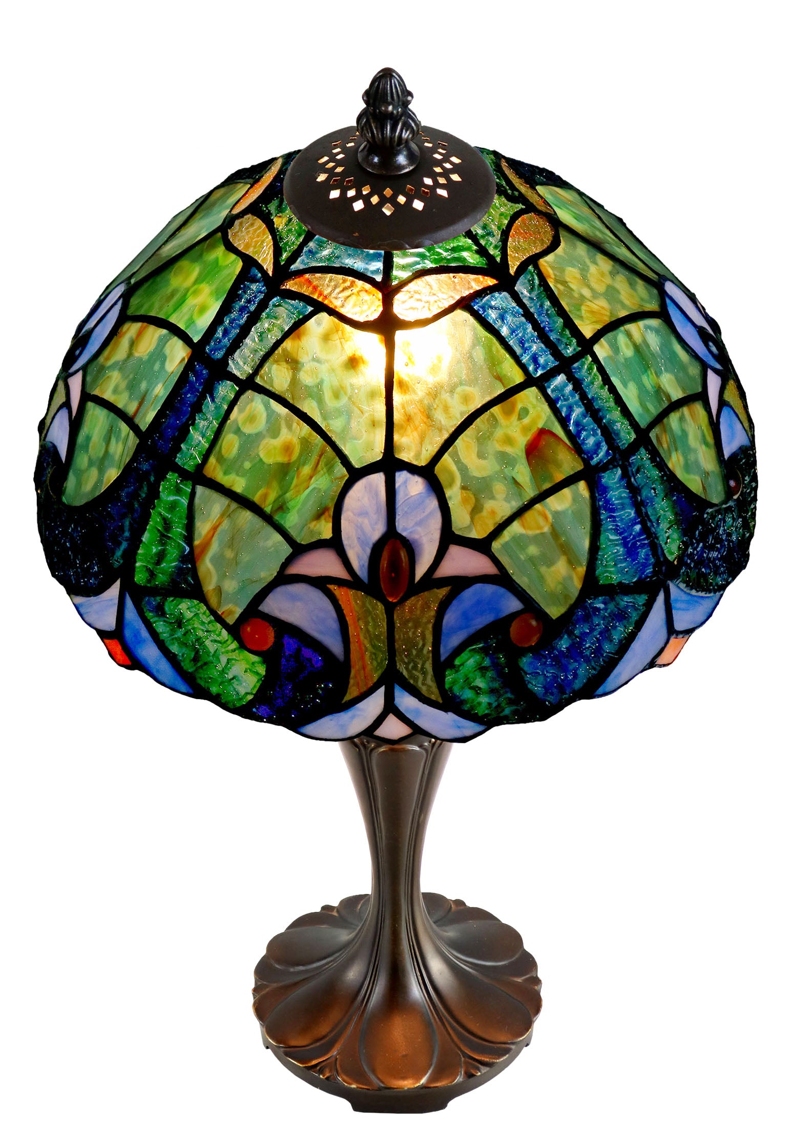Flowing Color Collection@12" Amor Blue Tiffany Bedside Lamp