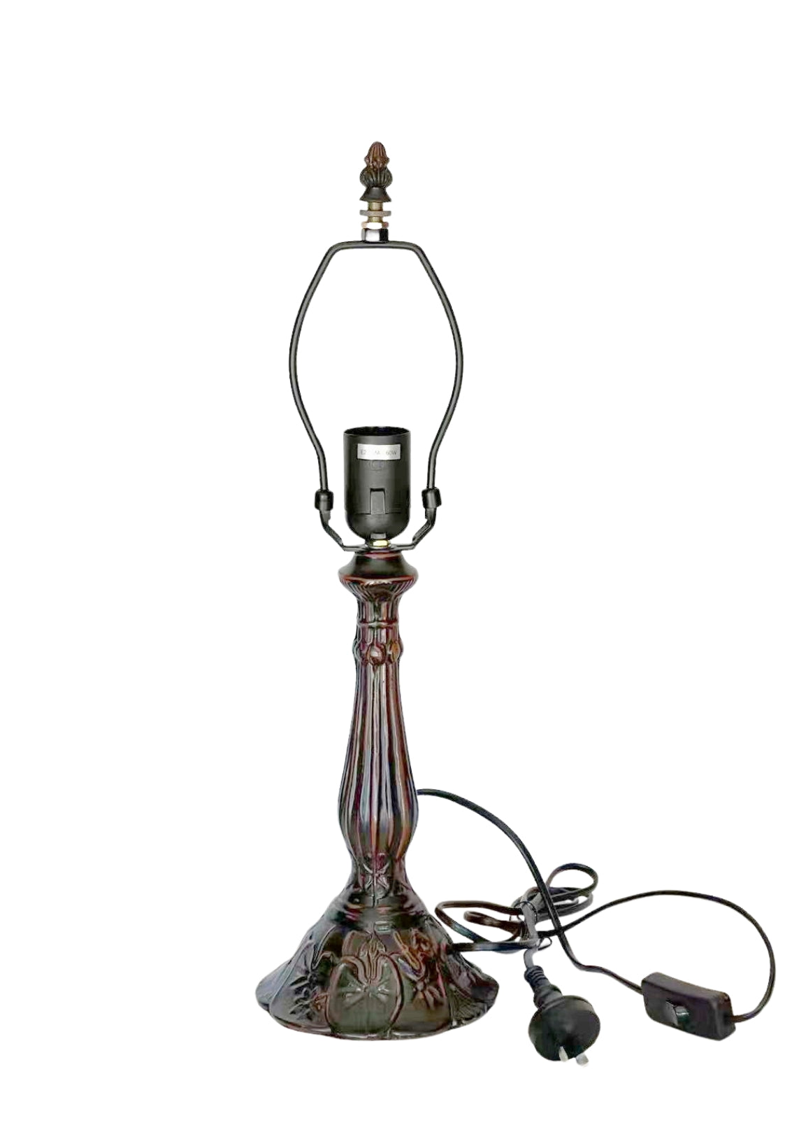 12" Art Nouveau Floral Stained Glass Tiffany Bedside Lamp