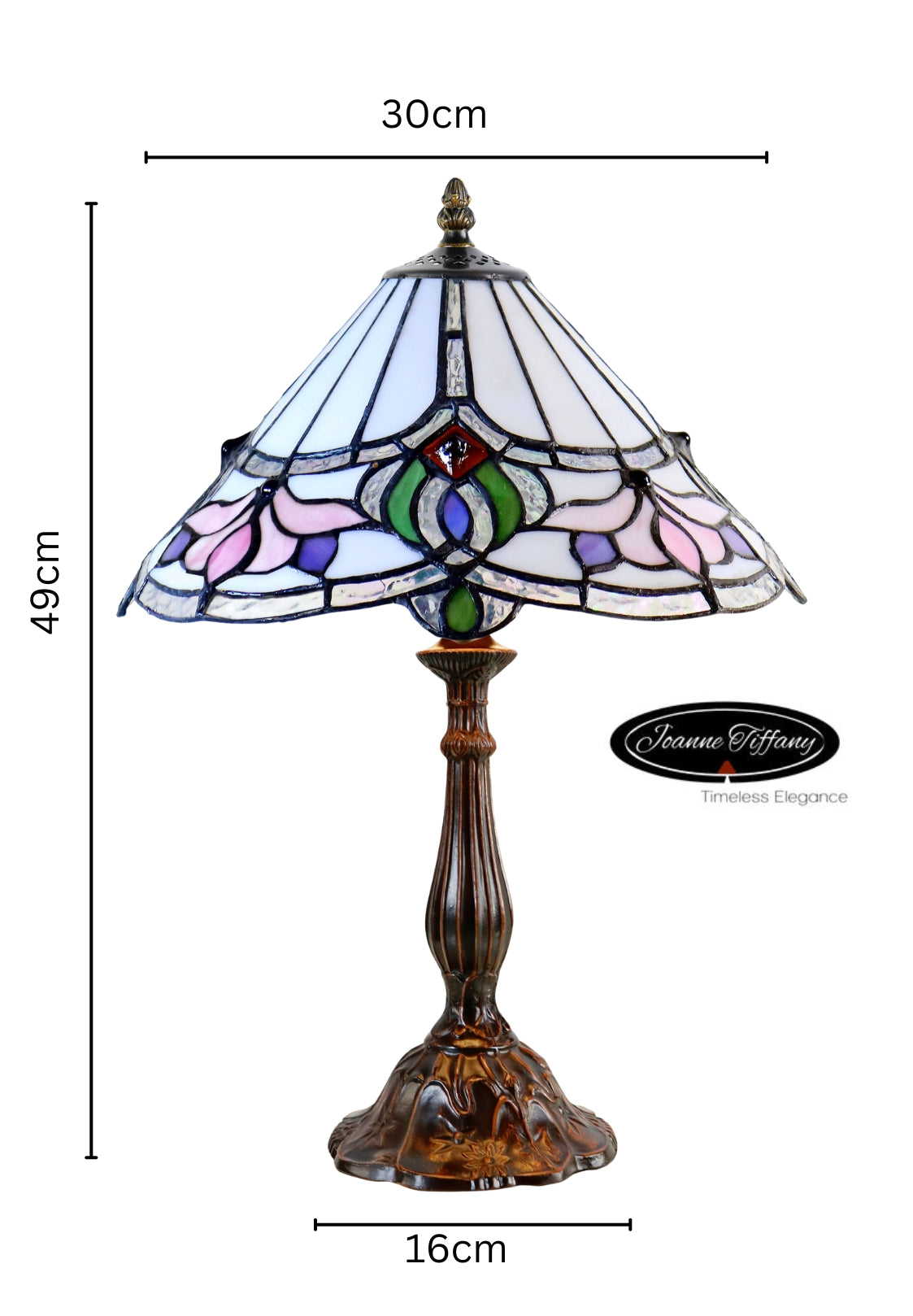 12" Art Nouveau Floral Stained Glass Tiffany Bedside Lamp