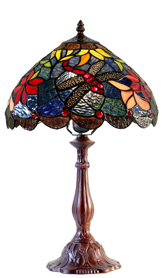 12" Classic Dragonfly Tiffany Bedside Lamp