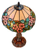 12" Classic Tiffany-Style Pink Dogwood Table Bedside Lamp