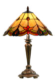 14" Tiffany Style Amber Jewel Stained Glass Table Lamp