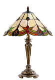 14" Tiffany Style Amber Jewel Stained Glass Table Lamp