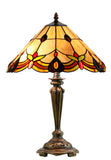 14" Tiffany Style Amber Jewel Stained Glass Table Lamp