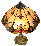 14" Tiffany Style Amber Jewel Stained Glass Table Lamp