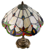 14" Tiffany Style Amber Jewel Stained Glass Table Lamp