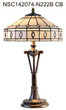 Large Art Deco Geometric Tiffany Table Lamp with Antique style Base