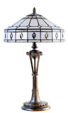 Large Art Deco Geometric Tiffany Table Lamp with Antique style Base